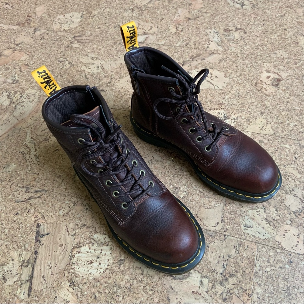 dr martens maple zip women’s steel toe work boots